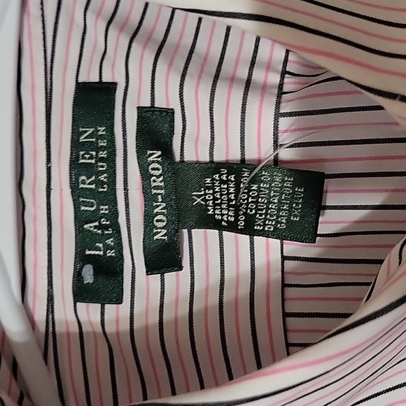 LAUREN RALPH LAUREN Classic Fit Long Sleeve Button Down Striped‎ Non-Iron XL - Picture 3 of 5